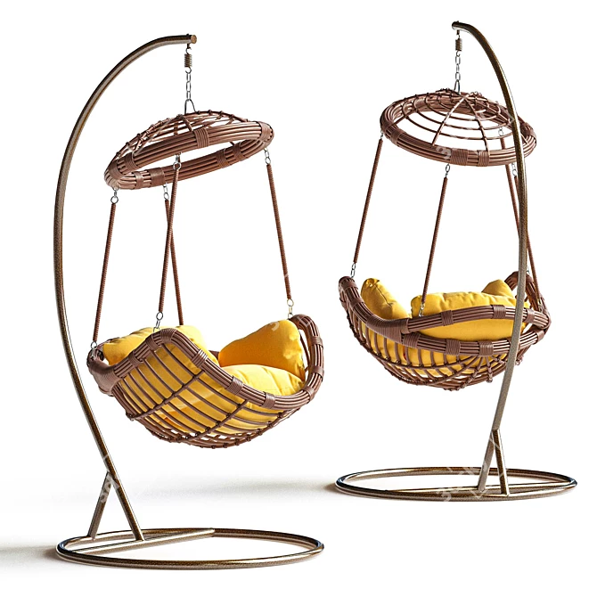 Multifunctional Rattan Swing Chair 3D model image 1