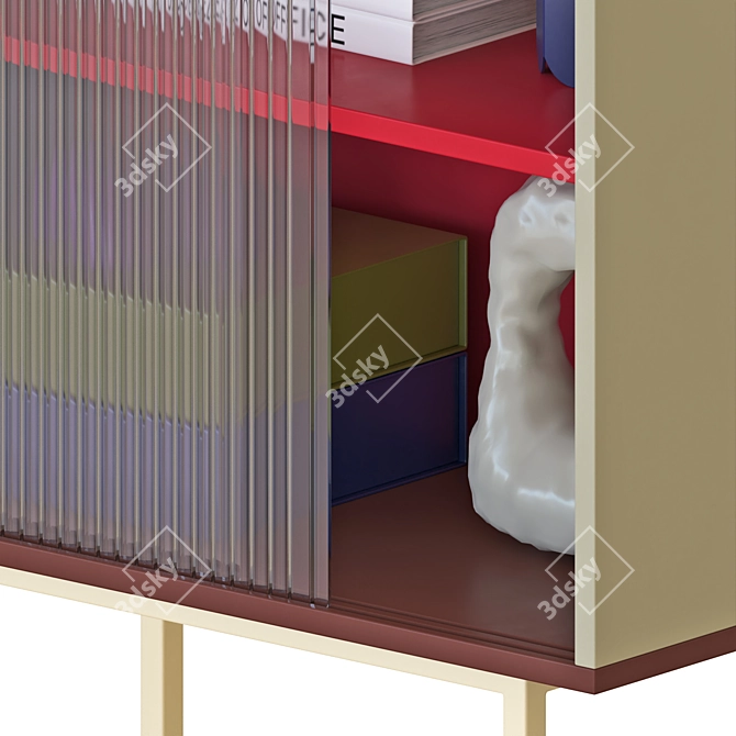 Modern Tall Colorful Cabinet Furniture 3D model image 4