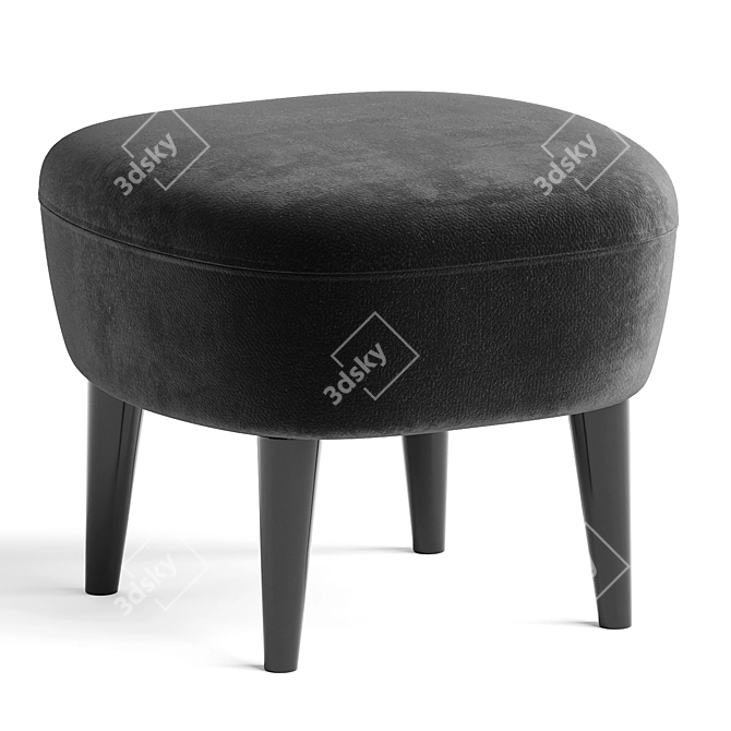 Elegant Wingback Ottoman for Comfort 3D model image 1