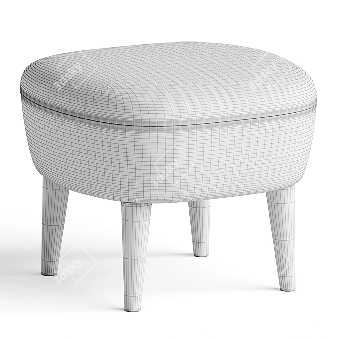 Elegant Wingback Ottoman for Comfort 3D model image 2