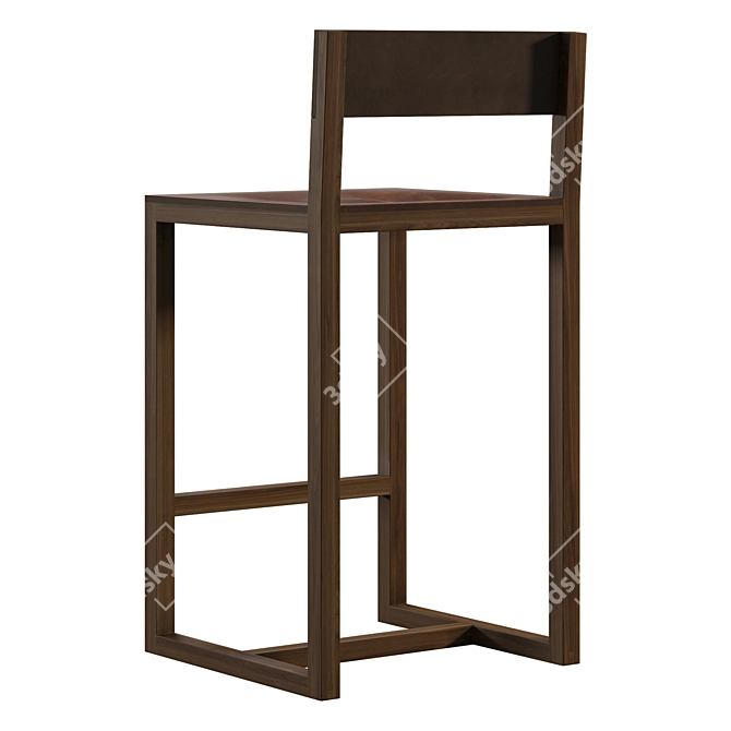 Rustic Leather Square Guest Stool 3D model image 3