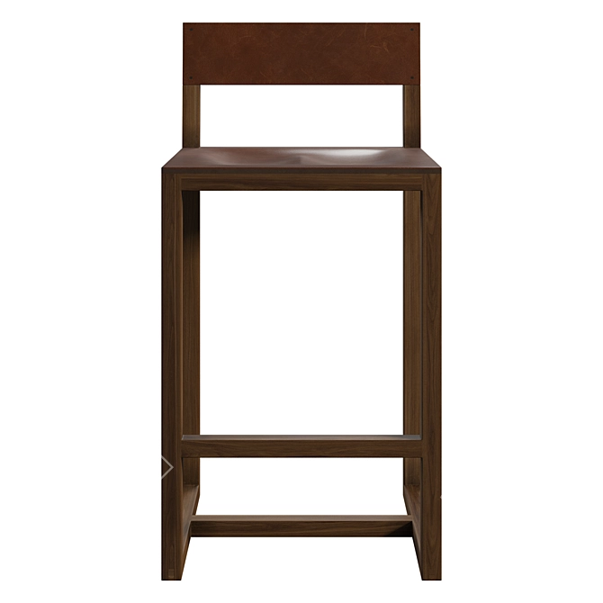 Rustic Leather Square Guest Stool 3D model image 5