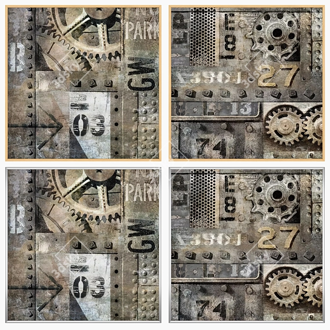 Modern Art Set with Frames 3D model image 3
