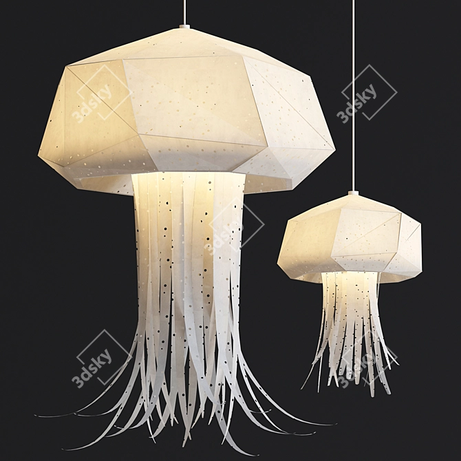 Elegant Origami Medusa Pendant Light 3D model image 5