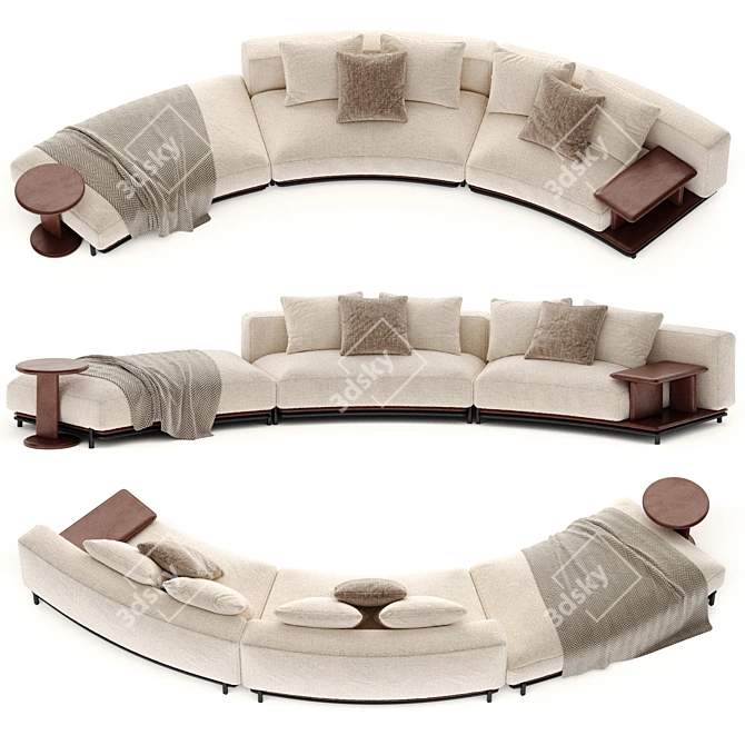 Poliform Brera Radius Sofa 3D model image 3