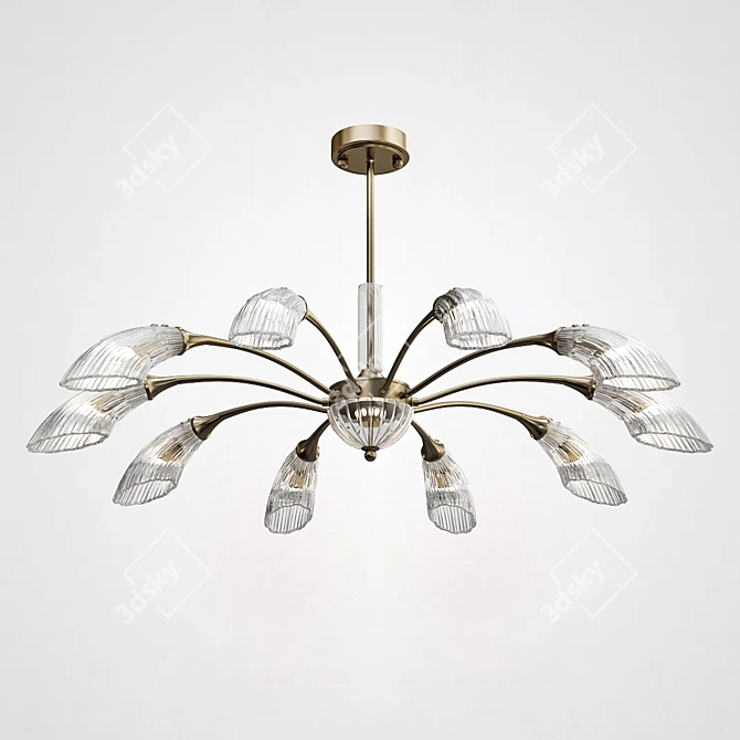 Radiant Glass Leaf Chandelier Set 3D model image 4