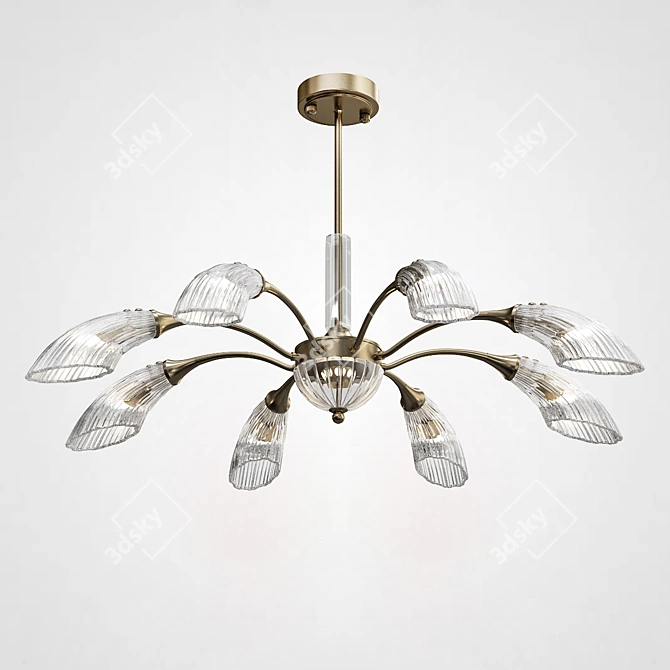 Radiant Glass Leaf Chandelier Set 3D model image 5