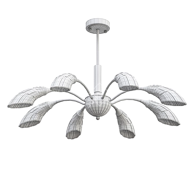 Radiant Glass Leaf Chandelier Set 3D model image 6