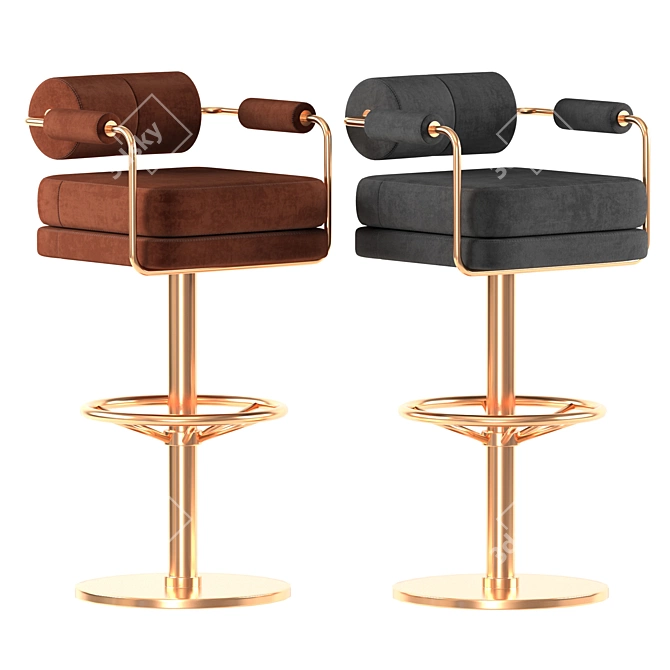 Luxury Mid-Century Brass Bar Chair 3D model image 1