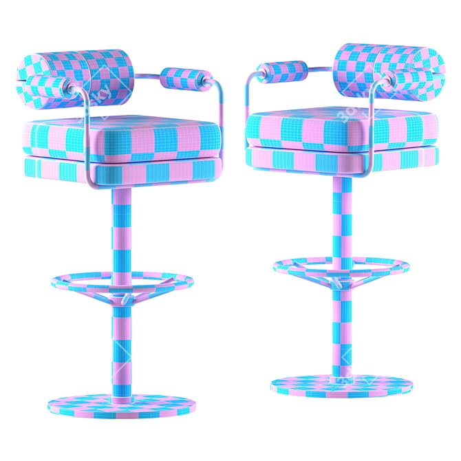 Luxury Mid-Century Brass Bar Chair 3D model image 3