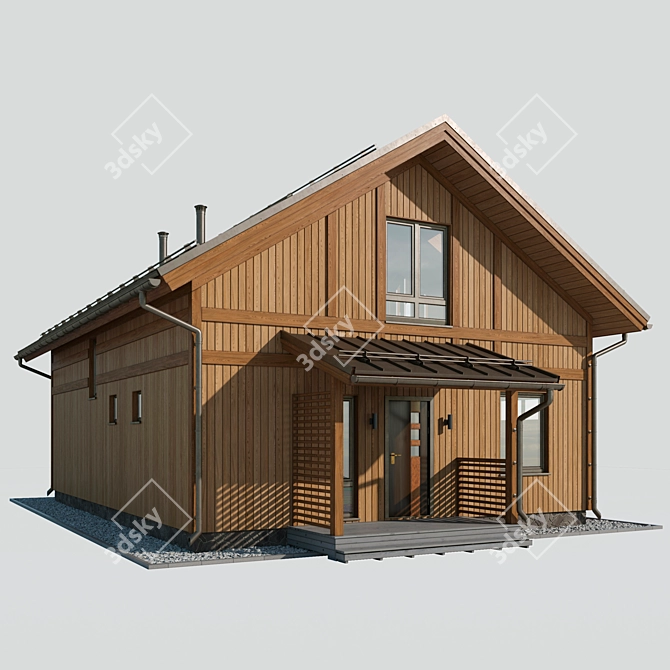 Wooden Cottage with Roof 3D 3D model image 7