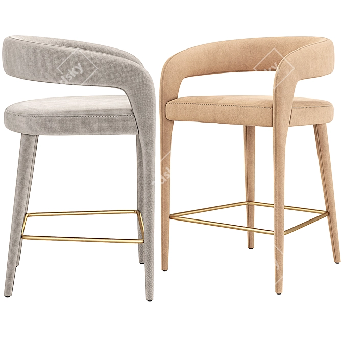 Velvet Lisette Dining Armchair Trio 3D model image 2