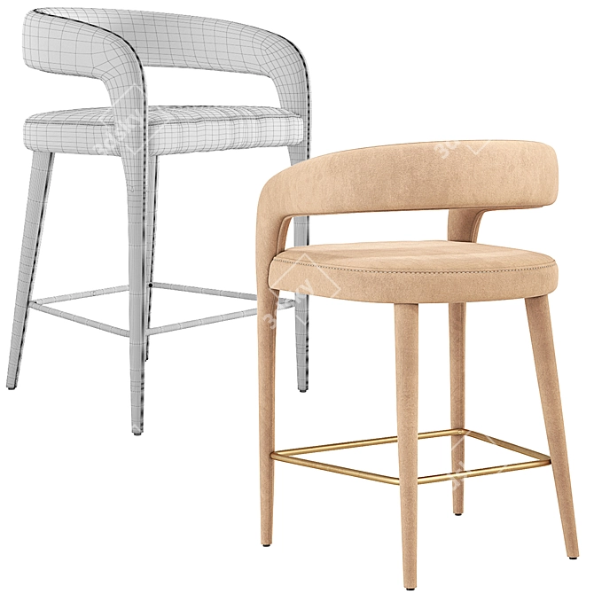 Velvet Lisette Dining Armchair Trio 3D model image 4