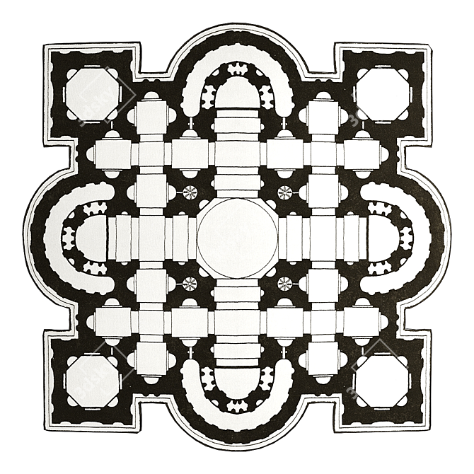 St. Peter's Basilica Inspired Rug 3D model image 1