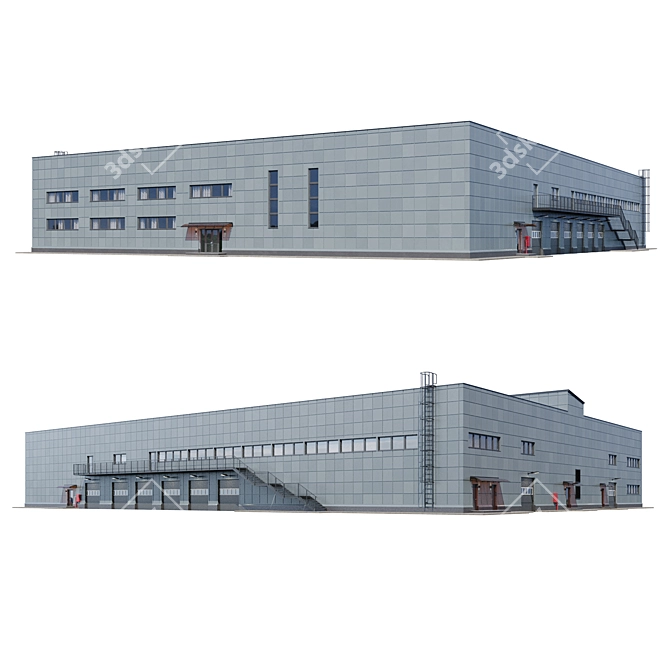 Industrial Building Model V4 3D model image 1