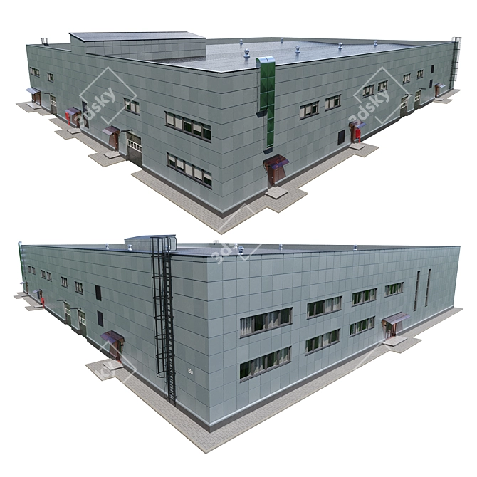 Industrial Building Model V4 3D model image 3