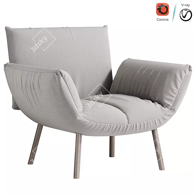 Modern Upholstered Low Seat Armchair 3D model image 1