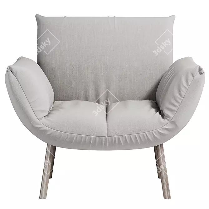 Modern Upholstered Low Seat Armchair 3D model image 2