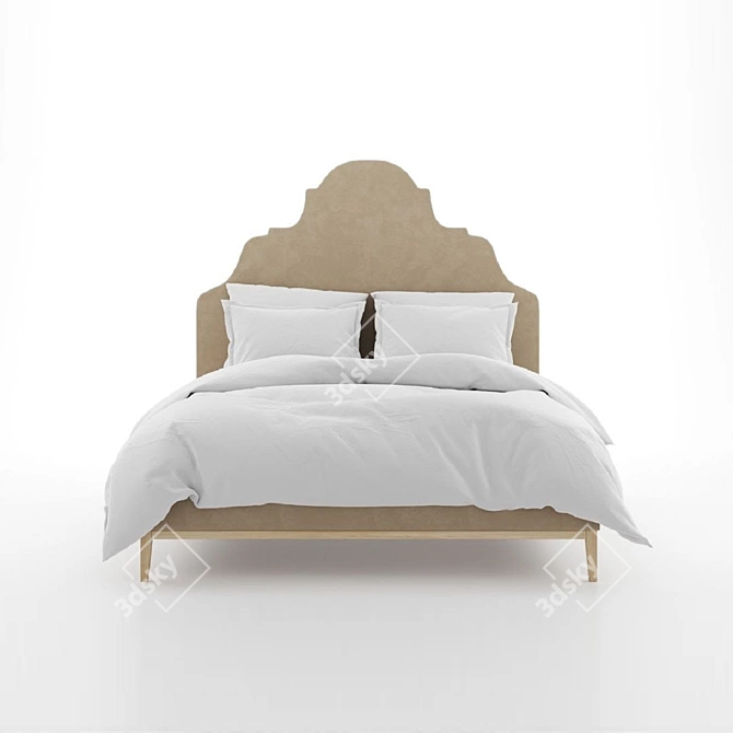 Elegant Camelia Bed - Highland Furniture 3D model image 2