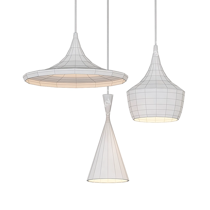 Industrial White Pendant Light Chandelier 3D model image 1