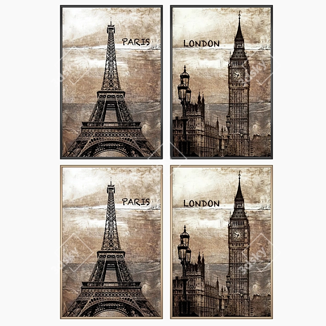 Art Prints and Frames Set 3D model image 2