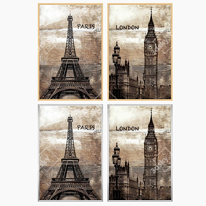 Art Prints and Frames Set 3D model image 3