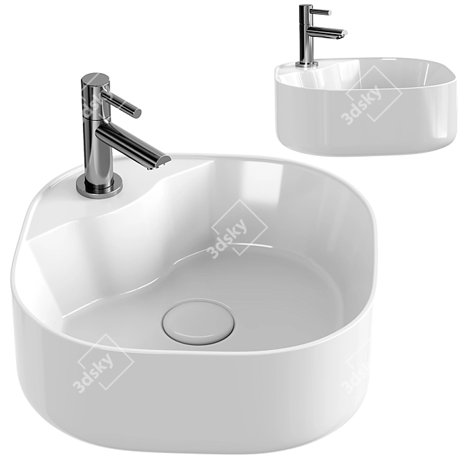 Modern White CeramaLux Washbasin 3D model image 1