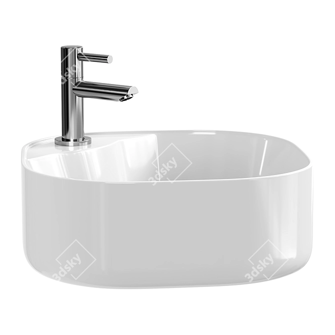 Modern White CeramaLux Washbasin 3D model image 2
