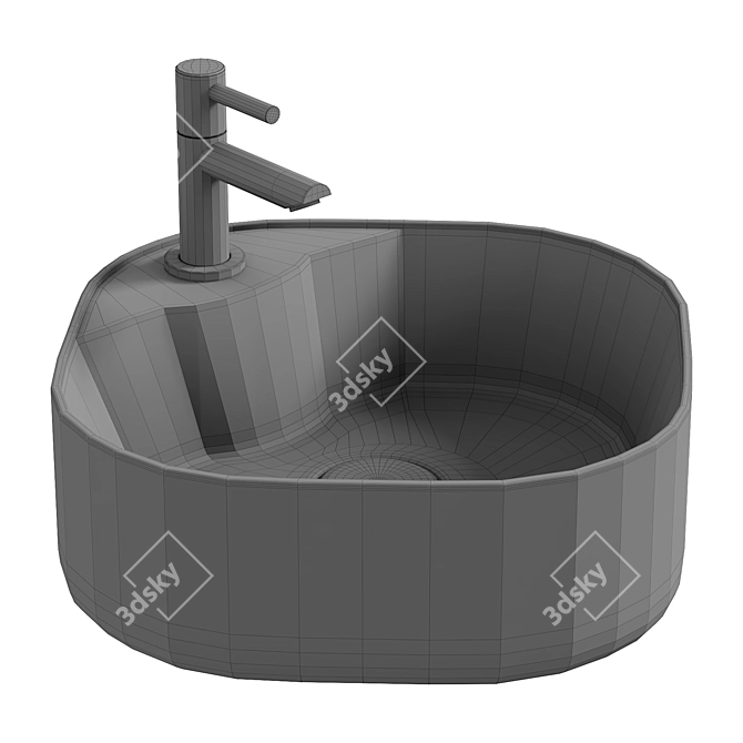 Modern White CeramaLux Washbasin 3D model image 3