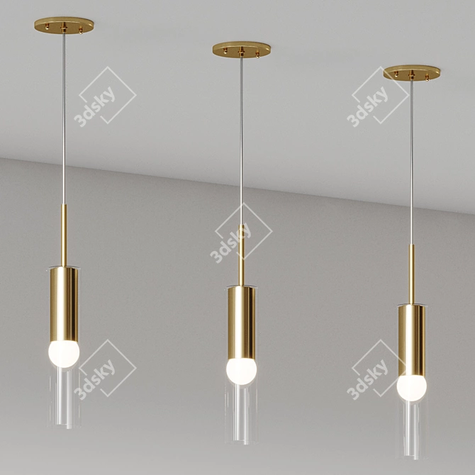 Glamorous Clear Glass Pendant Light 3D model image 3