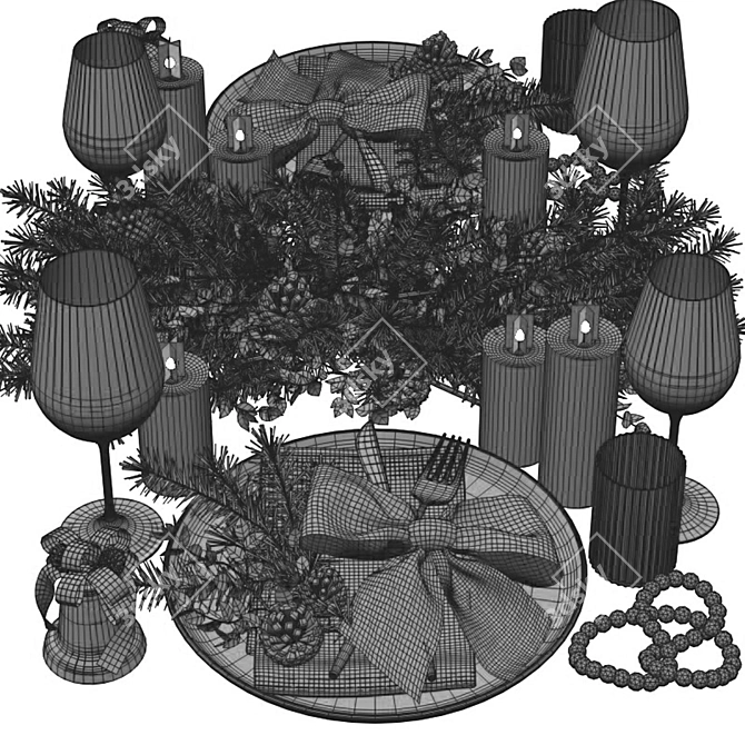  Festive Christmas Table Setting 3D model image 6