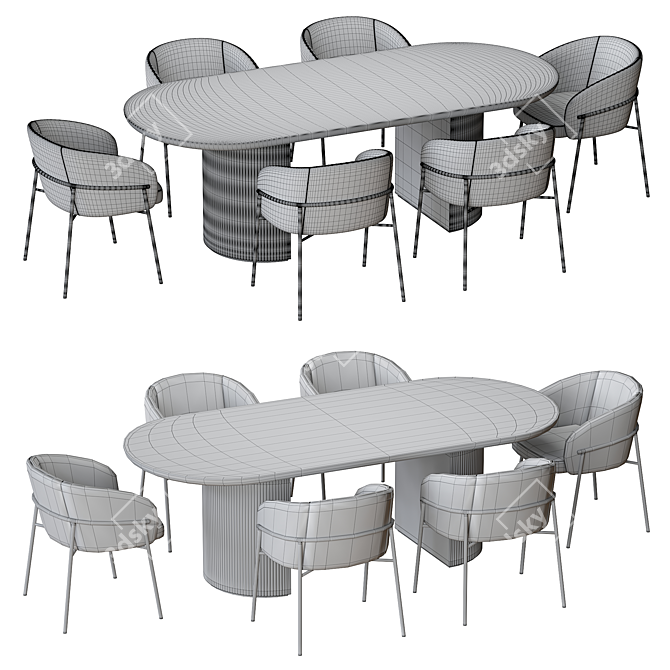 Sleek Modern Rimo Chair Set 3D model image 4