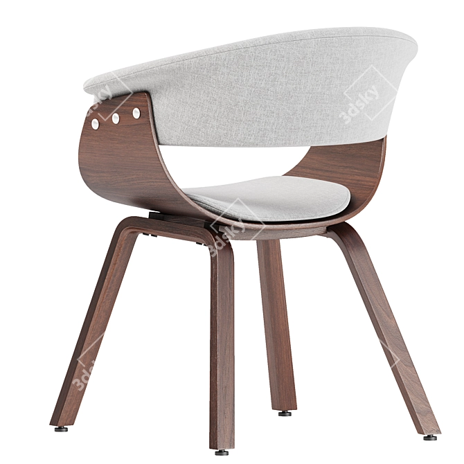 Modern Walnut Wood Dining Chair 3D model image 3