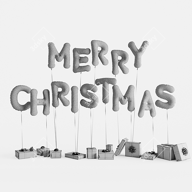 Christmas Balloon Gifts Set, 3D 3D model image 5