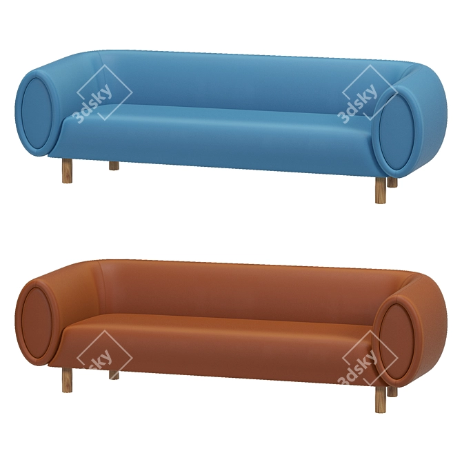 Elegant 3-Seat Tobi Sofa 3D model image 1