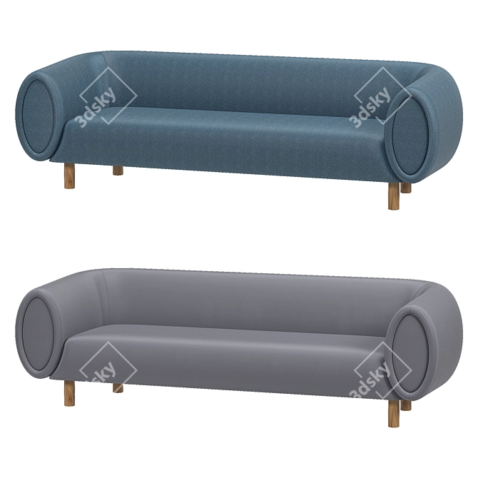 Elegant 3-Seat Tobi Sofa 3D model image 2
