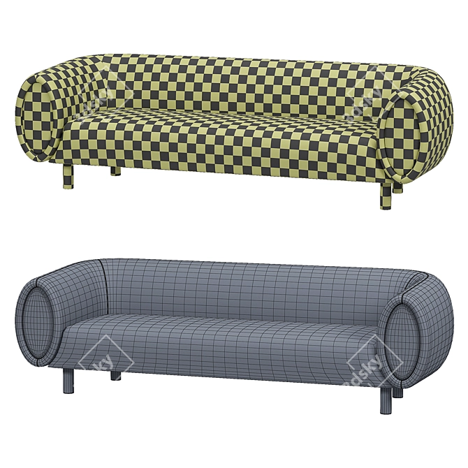 Elegant 3-Seat Tobi Sofa 3D model image 4