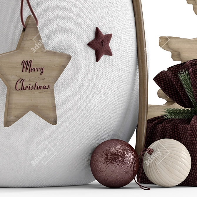 Festive Snowman & Wooden Tree 3D model image 4
