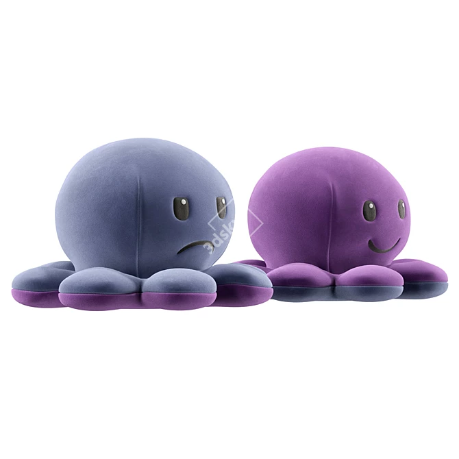 Reversible Octopus Toy Plush Squish 3D model image 4