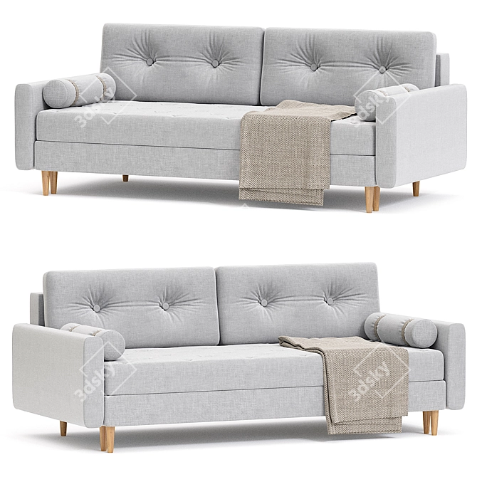 Elegant Numo Velvet Gray Sofa 3D model image 1