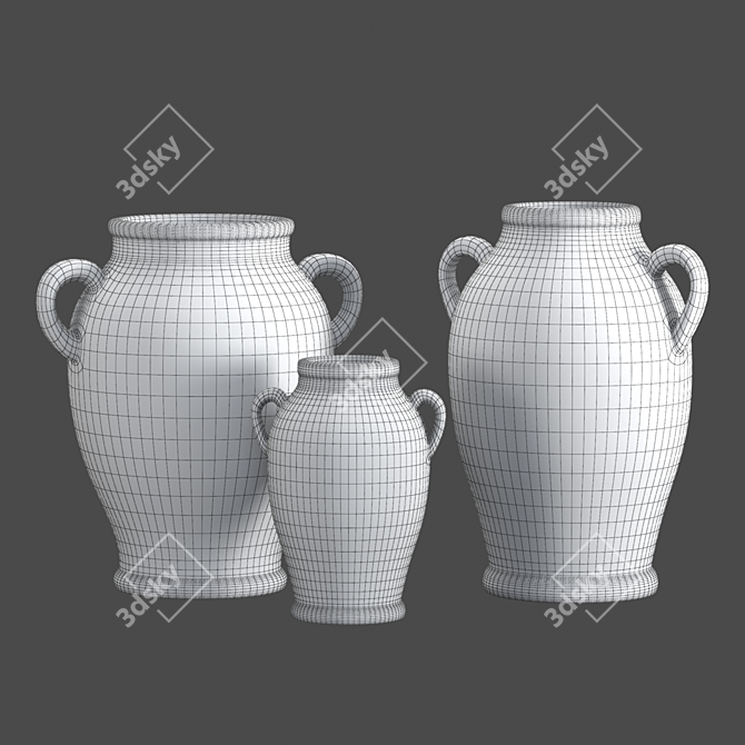 Artisan Terracotta Vase Collection 3D model image 4