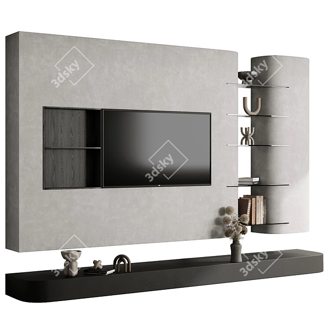 Modern TV Wall Set 03 3D model image 1