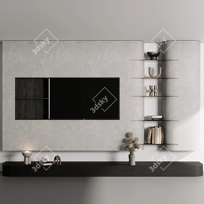 Modern TV Wall Set 03 3D model image 2