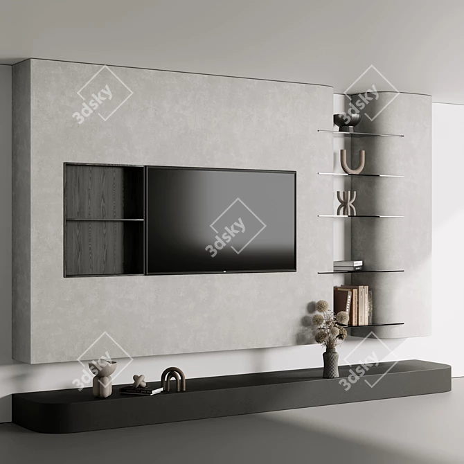 Modern TV Wall Set 03 3D model image 3