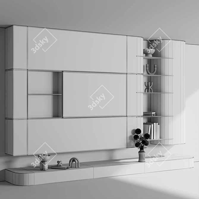Modern TV Wall Set 03 3D model image 6