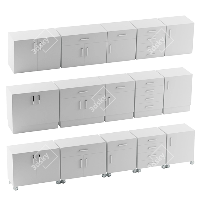 Safety Underbench Storage Cabinet 3D model image 2