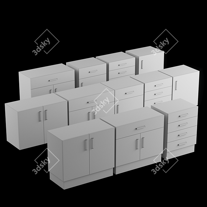 Safety Underbench Storage Cabinet 3D model image 3