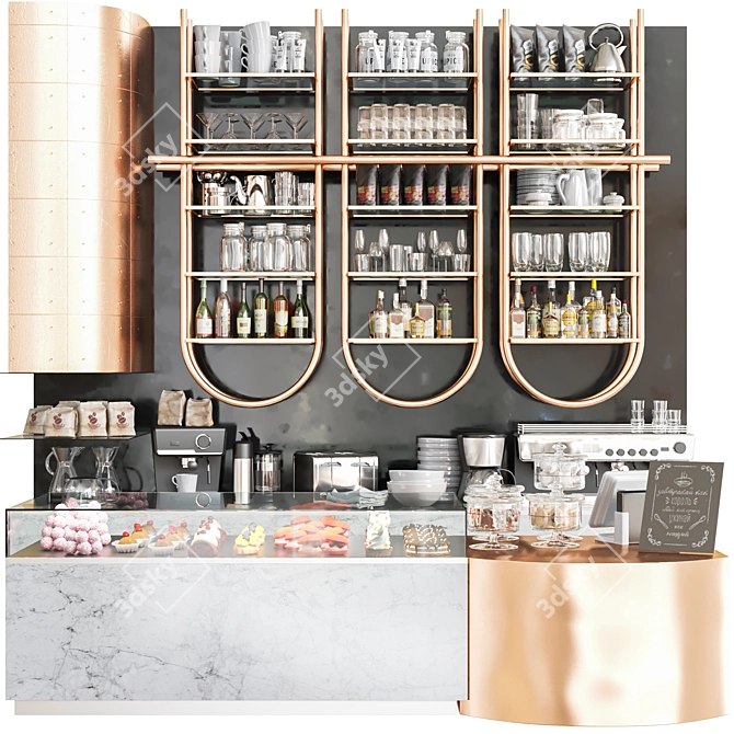 Cafe Design with Copper Inserts 3D model image 1