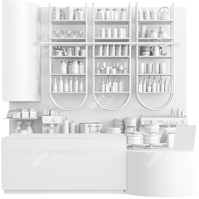Cafe Design with Copper Inserts 3D model image 2