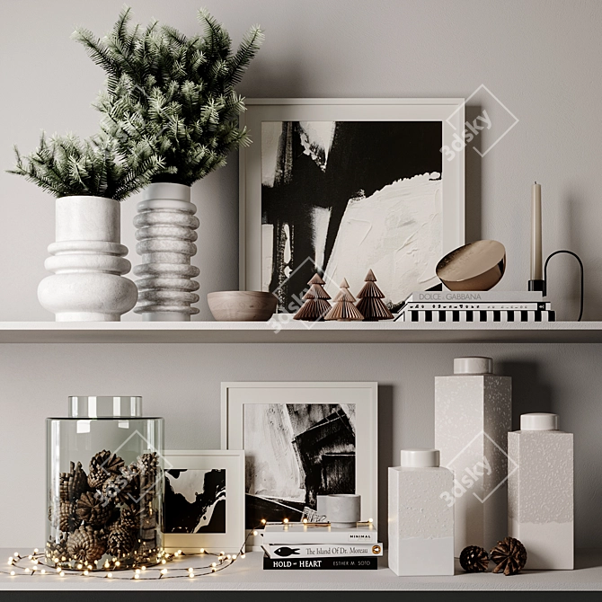 Festive Shelf Decor Set 3D model image 1